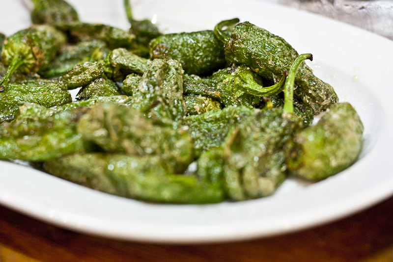 Pimientos de Padron, fried in high quality olive oil sprinkled with flaky salt